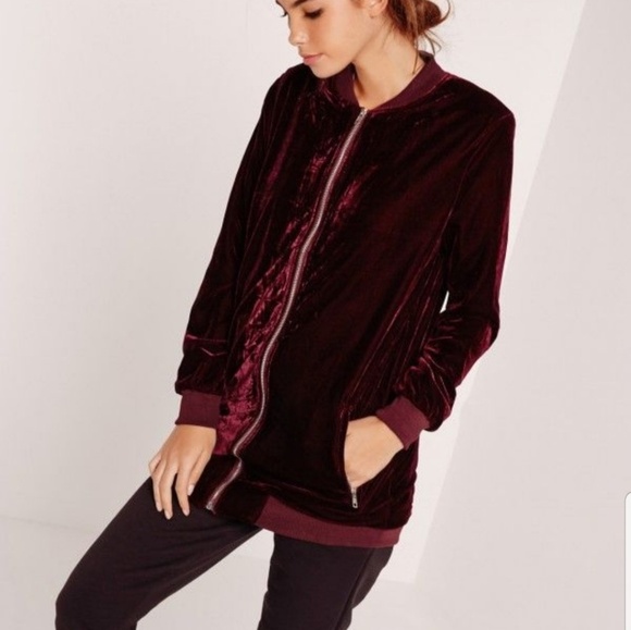 Missguided longline velvet bomber jacket - Picture 1 of 8
